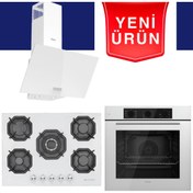 Resim Ferre & Eminçelik Ventessa Beyaz Ankastre Set ( QBL62CB + EMİNÇELİK 22 386 5 Gözlü + D087 ) 