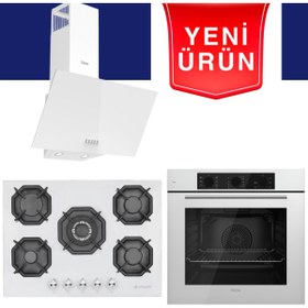 Resim Ferre & Eminçelik Ventessa Beyaz Ankastre Set ( QBL62CB + EMİNÇELİK 22 386 5 Gözlü + D087 ) 