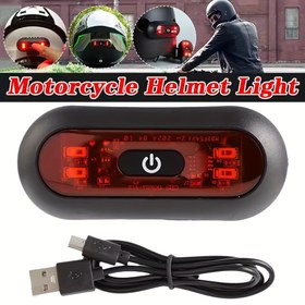 Resim 1 Adet Kask LED Arka Işık Mini USB Şarj Edilebilir El Feneri Bisiklet Kask Işığı Taşınabilir Uyarı Işıkları Gece Sürüş Kask Seti 