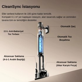 Resim Uwant 600W Motor Gücüne Sahip Otomatik Gri Dikey Süpürge V600 