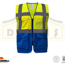 Resim Vizwell ™ Çok Cepli İki Renkli Reflektörlü Mühendis / İkaz Yeleği 