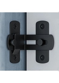 Resim Samdoo Kara Karbon Çelik 90 Derece Kayar Kapı Kilit Kancası - Amerikan Stili Ambar Kapısı Kilit Takımı 