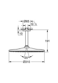 Resim Grohe Rainshower Mono 310 Tepe Duşu Seti 142 Mm, Tek Akışlı - 22122kf0 Siyah 