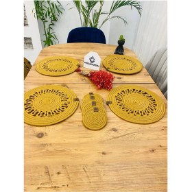 Resim Jütex Home Jüt Hasır Amerikan Servis Supla ve Bardak Altı 8 Parça 