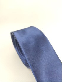 Resim Demfashion Saten Parlak Slim Kravat Mendil Seti Lacivert 