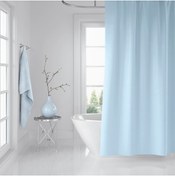 Resim Zethome Banyo Perdesi 1x240x200 Tek Kanat Mavi Duş Perdesi Halka Hediyeli 0010 
