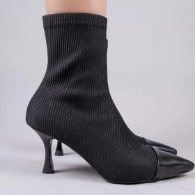 Resim Virrey Cilt Garnili Strech Topuklu Bot Siyah-8409 Siyah 