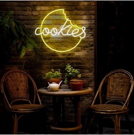 Resim BİZ BU İŞİN KEYİF KISMINDAYIZ cookies Yazılı ve Şekilli Neon Tabela 