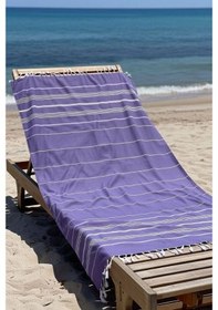 Resim Mika %100 Pamuk Peştemal Havlu 100x180 Cm Plaj Havlusu, Hamam Peştemali, Hızlı Kuruyan Hafif Banyo Havlusu Mor 