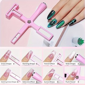 Resim BORNBYME 5-in-1 Cat Eye Nail Magnet Dekorasyon Kiti, 10D Strip Galaxy DIY Nail Art için Çok Fonksiyonlu Manyetik Çubuk, Kokusuz Araçlar ve Aksesuarlar, Pembe 