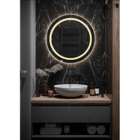 Resim 60CM LED Işıklı Kumlamalı Banyo Lavabo Ofis Kuaför Makyaj Aynası Trafolu Prizli 