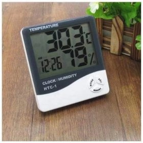 Resim AyrStore Htc 1 Duvara Asılabilen Saatli Sıcaklık ve Nem Ölçer Termometre Higrometre 