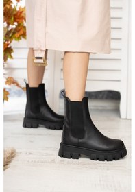 Resim Senni Siyah Yandan Lastikli Kalın Taban Günlük Bot Siyah 