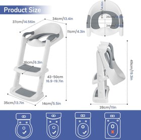 Resim Çocuk Klozet Adaptörü Merdivenli, PU Pedli, Kaymaz, 1-7 Yaş, 38-47 cm Uyumlu 