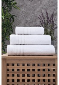 Resim Beyaz Çizgi Desen Otel Havlusu 50 x 90 Cm 