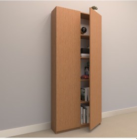 Resim Rafkestir Asya Suntalam Kitaplık ( 80 X 180 Cm ) - Kapaklı Bambu ( Parlak ) 