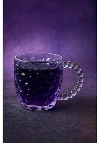 Resim 6 Lı Cam Kulplu Desenli Kupa Meşrubat Kokteyl Bardak 300ml 