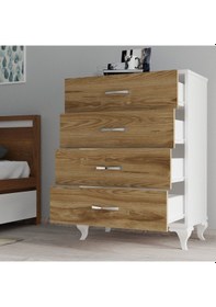 Resim Moxen S2 Şifonyer Beyaz Ceviz 