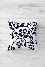Resim Pelangi Çini Çiçek Deseni Çift Tarafı Baskılı Gizli Fermuarlı Yastık Kılıfı Kırlent Koltuk Yastık Kılıfı, beyaz-koyu lacivert 45 x 45, 24691322745451 