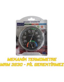 Resim Wetto Mekanik Termometre Isı- Nem Ölçer Pil Gerektirmez Yay Sistemi ile Çalışır Kaliteli Sağlam 