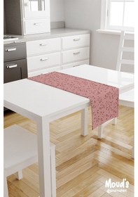 Resim Bordo Ağaç Dalları Desenli Baskılı Süet Runner Masa Örtüsü 