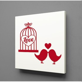 Resim Kırmızı Kuş Kanvas Tablo 130x130cm 