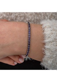 Resim Gümüş Mor Zirkon Taşlı Su Yolu Kadın Bileklik Gümüş - Rose Gold 