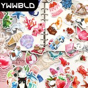 Resim 50 Karikatür Su Temalı Sticker Renkli Yaratıcı Mühürleme Sticker Dekoratif Tatil Hediyeleri Cep Telefonu Kılıfı Bilgisayar Defter Kişilik Kaykay Gitarist Hesap Defteri Malzeme Kendinden Yapışkan Boyama 