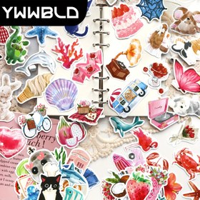 Resim 50 Karikatür Su Temalı Sticker Renkli Yaratıcı Mühürleme Sticker Dekoratif Tatil Hediyeleri Cep Telefonu Kılıfı Bilgisayar Defter Kişilik Kaykay Gitarist Hesap Defteri Malzeme Kendinden Yapışkan Boyama 