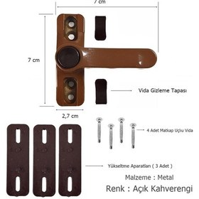 Resim Pvc Pimapen Pencere Emniyet Çocuk Kilidi Düğmeli Açık Kahverengi 