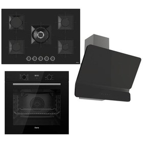 Resim Ferre Flowart Serisi Siyah Ankastre Set SS035 - QBL63CS - D080 