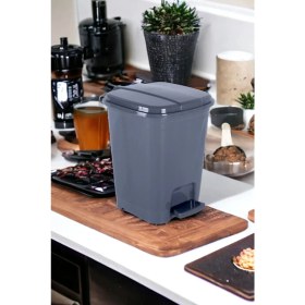 Resim 5 Litre Koyu Gri Kare Pedallı Çöp Kovası, Mutfak, Banyo ve Ofis Için Pratik Kullanım 