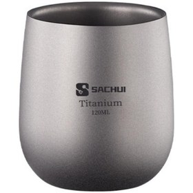 Resim Tenfowee Titanium Çift Katlı 120ml Bardak - Tahta Yok, Taşınabilir Kamp/kahve/ofis Kullanıma Uygun, Hafif 50g Büyük Kupa Tasarımı Gümüş 