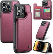 Resim Caseme Cüzdan Kılıfı İphone Uyumlu 14 Pro Max İçin İnce Darbeye Dayanıklı Kılıf Pu Deri Standlı Kartlık Rfıd Engelleme 