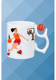 Resim Basketboll Toplu Basket Sever Kupa Bardak Çay Kahve Fincanı Kadın Oyunculu-13 Beyaz 