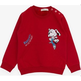 Resim Breeze Girls & Boys Erkek Bebek Eşofman Takım Bisikletli Mutlu Köpekçik Baskılı 9 Ay-3 Yaş, Kırmızı-kırmızı Kırmızı 