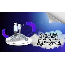 Resim Cosmostech Meta Quest Sanal Gerçeklik Gözlüğü İçin Link Kablosu 1/2/3/pro/pico Uyumlu 3.2 Hızlı Data Kablosu 5m G 