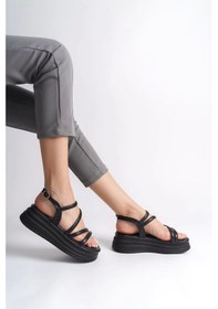 Resim Natalıe İnce Tokalı Şerit Detaylı Ortopedik Taban Kadın Sandalet St Siyah Siyah 
