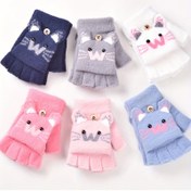 Resim Küçükler Kış Flip-Finger Eldivenleri Sevimli Karikatür Kedi Tasarımı ile - Sıcak Yarım Parmak Koruma, Okul, Spor ve Dış Mekan Aktiviteleri için Anti-Dondurma, Çocuk Kış Eldivenleri, Okul Kış Eldivenleri, Canlı Çocuk Eldivenleri, Dayanıklı Çocuk Eldivenleri 
