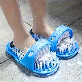 Resim 1 adet Emme Kupası ile Ayak Peeling Ayakkabısı - Duş için Kolay Kullanımlı, Ayak Masaj Spa Fırçası, Ölü Deri Giderme için Mavi Naylon Kıllar, Elektrikli Olmayan, Yağsız Ayak Bakımı Aracı, Ayak Bakımı Aksesuarı 