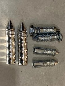 Resim Sivri Ön - Arka Basamak + Sivri Elcik Seti Motorsiklet Nikel 