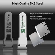 Resim 3.2*2.3cm Bambu Lab Yay Çelik Kazıyıcı Değiştirme Bıçağı, SK5 Çelik Malzeme, 3D Yazıcı Sıcak Tabla Kazıyıcı Bıçağı, Ömür Uzatan Alet (1 Kazıyıcı + 2 Vida) 