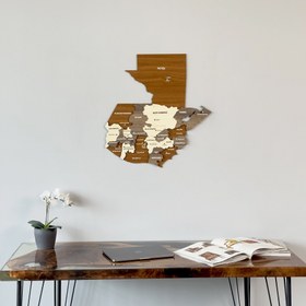 Resim Guatemala Ahşap Duvar Haritası - 3D ve Çok Renkli - Ahşap Duvar Dekoru - 57x60 cm 