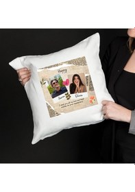 Resim Kişiye Özel Fotoğraflı Dekoratif Yastık Kılıfı İsimli, Anı Tasarımlı, İçi Boş Beyaz 