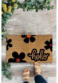 Resim Hello, Çiçekler, Kapı Önü Paspası, Dijital Baskı 