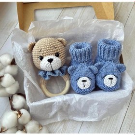 Resim Amigurumi Ayıcık Çıngırak Ve Patik 2li Set 