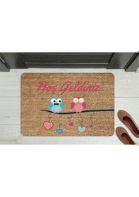 Resim Home Hoşgeldiniz Kelebek Dekoratif Çok Amaçlı Iç Ve Dış Kapı Paspası Mor 