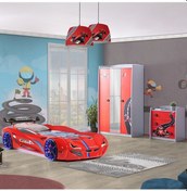 Resim Formula Çocuk Odası, Mercedes Arabalı Yatak, Dolap, Şifonyer (441498183) Kırmızı 