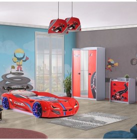 Resim Formula Çocuk Odası, Mercedes Arabalı Yatak, Dolap, Şifonyer (441498183) Kırmızı 