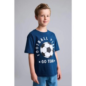 Resim DeFacto Regular Fit Baskılı 2'li İndigo Pijama Takımı Erkek Çocuk H8193A826HS 